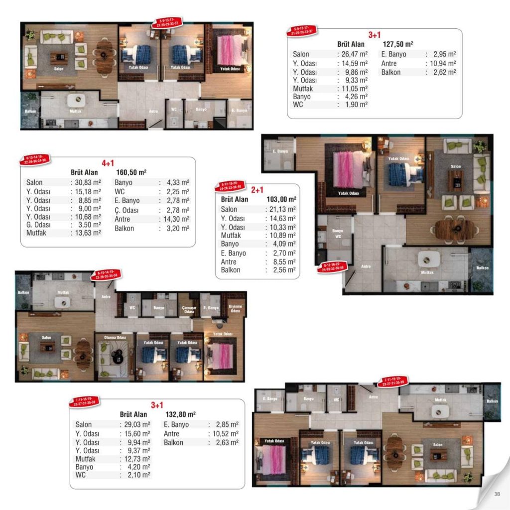 B Blok Kat Planları – Sapphire Hill Kurtköy